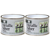 2X Metallic Silver Paint Tin 180ml Tin Paint